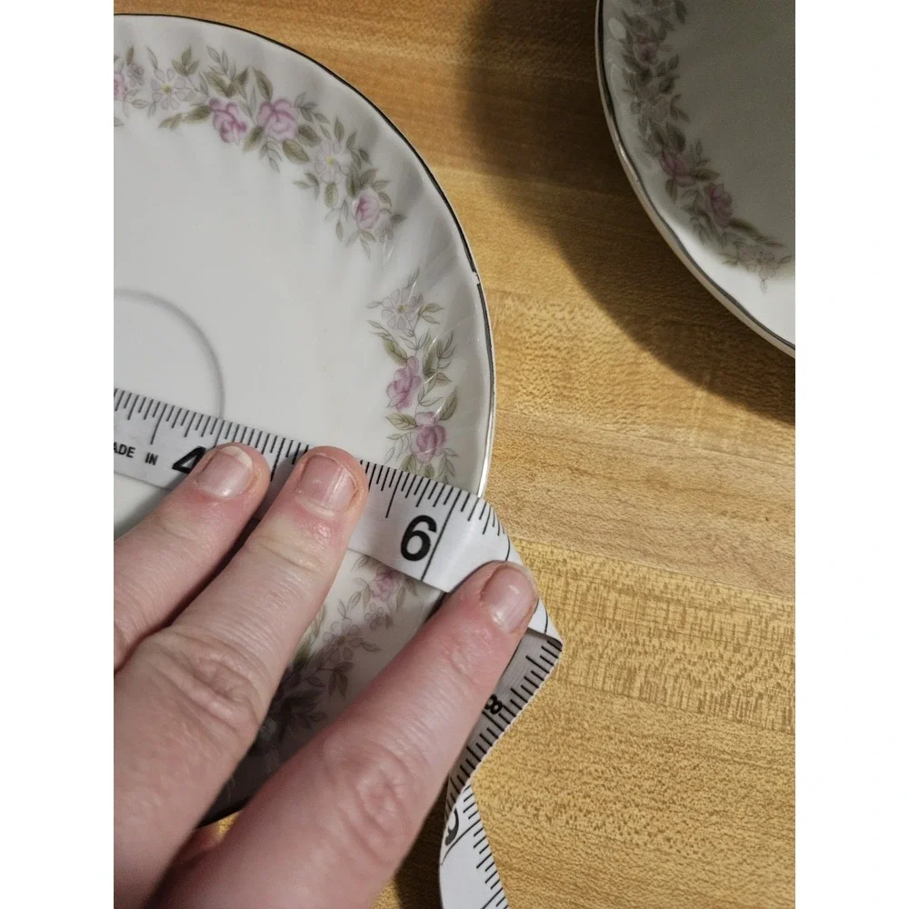 Vintage Teahouse Rose Dansico Fine China, (set of 6) Cup & Saucers, Pink Floral